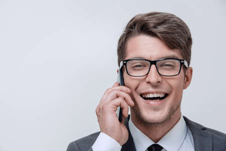 close up.businessman talking on the phone.の写真素材