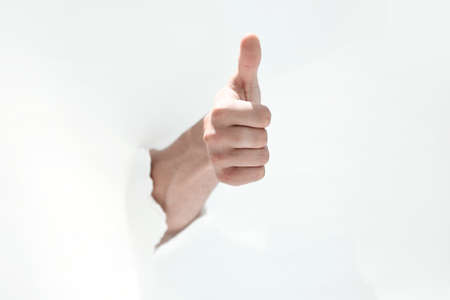 hand with thumb up gesture.の写真素材