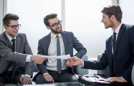 business partners at a business meeting in the office.の写真素材