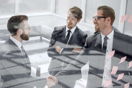close up. handshake business people in a modern office