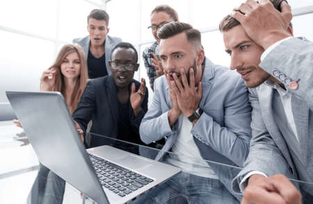 Frustrated females and males sales managers working in showroom,の写真素材