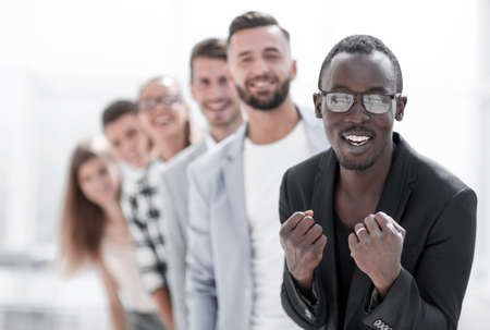 Smiling african american office employee or leaderの写真素材