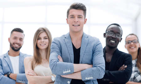 Portrait of cheerful young colleaguesの写真素材