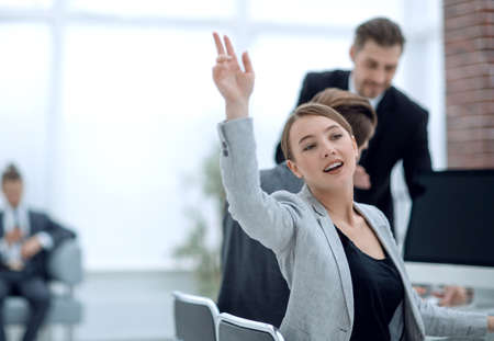 young business woman sitting at Desk .の写真素材