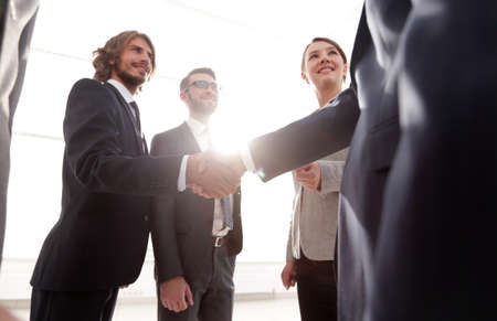 final handshake of business partnersの写真素材