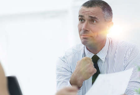 closeup. Manager discusses with the client the terms of the contractの写真素材