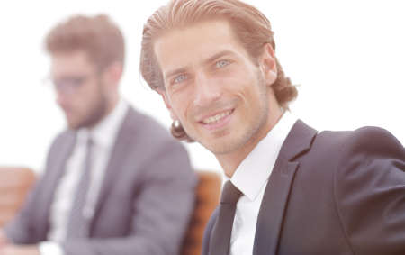 businessman sitting at a work meetingの写真素材