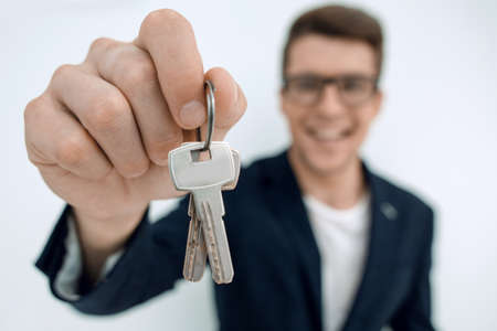 close up.the keys are in the hands of a business manの写真素材