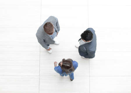 top view.business team discussing important issuesの写真素材