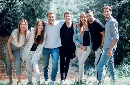 young business team spends free time togetherの写真素材