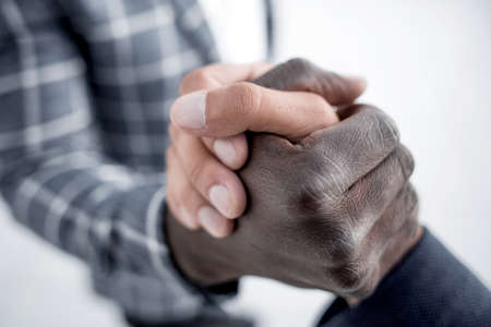 close up.strong handshake of business partnersの写真素材