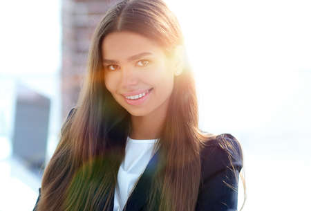 closeup of young business woman