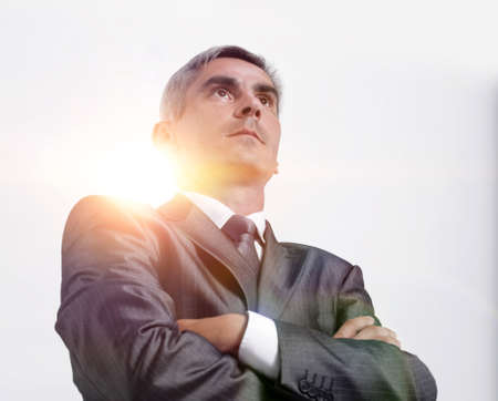 confident businessman on white backgroundの写真素材