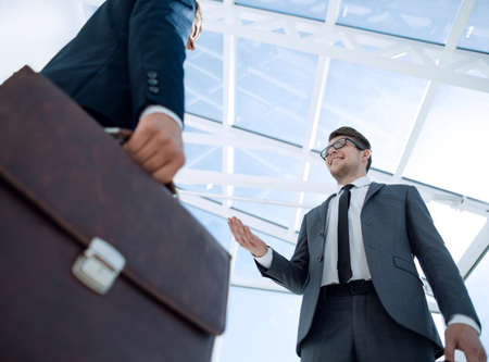 Detail of a businessman holding his briefcaseの写真素材