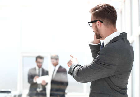 business man showing to the Bank office