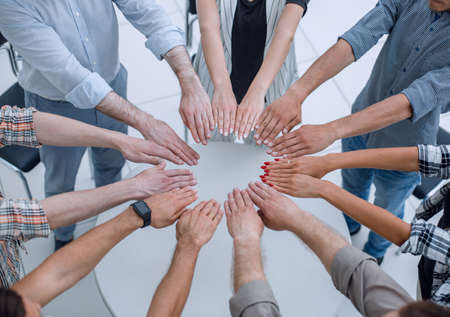 close up.circle made of hands .