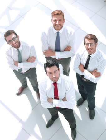 top view.successful business team standing together.の写真素材