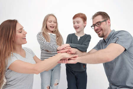 happy family showing their unity