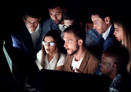 close up.focused business team near the desktopの写真素材