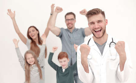 happy family with their family doctor