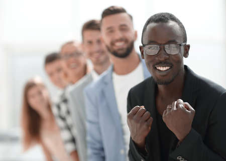 Smiling african american office employee or leaderの写真素材