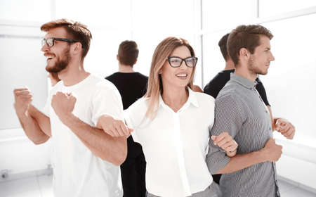 close up.business team standing in a vicious circleの写真素材