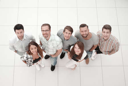 top view.creative business team looking at the camera