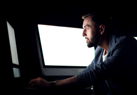 close up.businessman using computer.