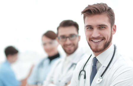 Portrait of friendly male doctor smilingの写真素材