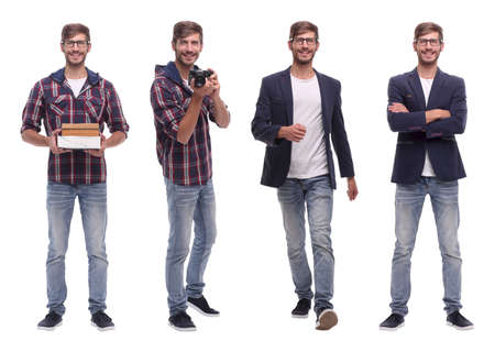 photo collage successful modern young man..isolated on white