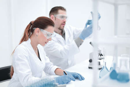 two scientists work in the laboratory.の写真素材