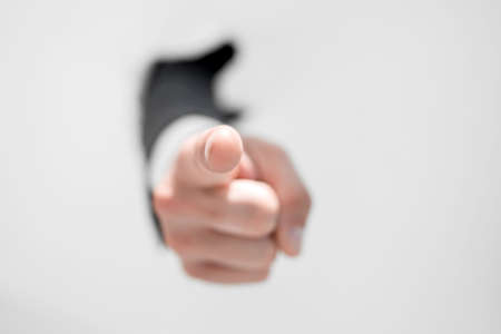 close up.hand of a businessman pointing at you.の写真素材