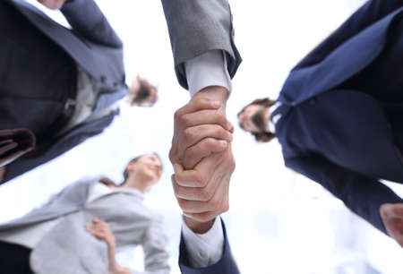 bottom view.business handshakeの写真素材