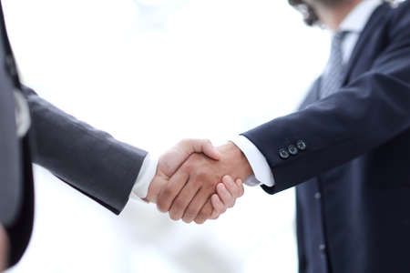 Close up image of business handshake at meeting.の写真素材