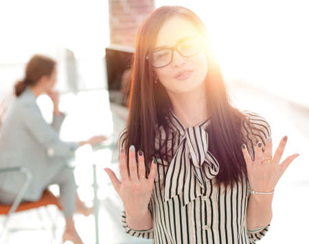 Executive business women in the blurred backgroundの写真素材