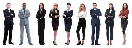 Portrait of friendly business team standingの写真素材