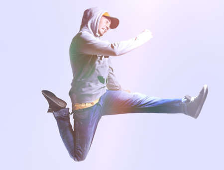 beautiful young man runs.