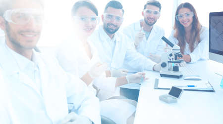 head of the scientific project and research team at the workplaceの写真素材