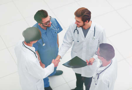 handshake two doctors at the meeting.の写真素材