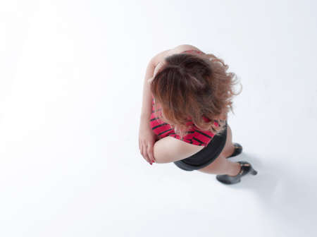 slender women studio shot, isolated on white backgroundの写真素材