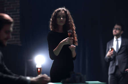 two glamorous couples, have fun in the casinoの写真素材