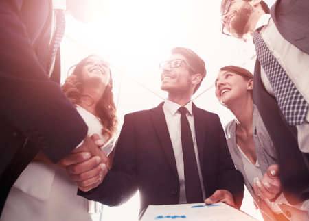close up.handshake financial partners in the office.の写真素材