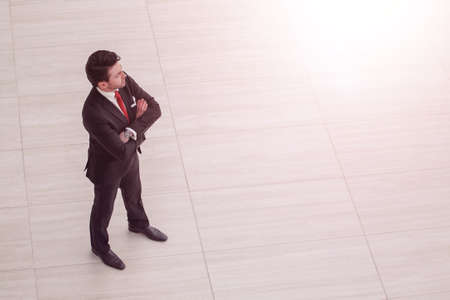 confident businessman looking at copy space.の写真素材