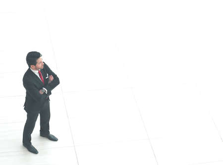 confident businessman looking at copy space.の写真素材