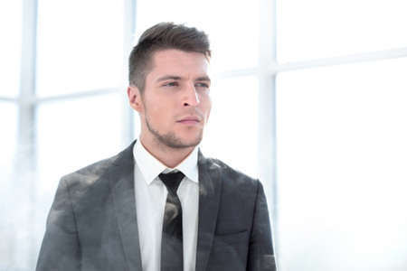 young businessman in smoke clubsの写真素材