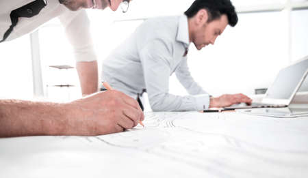 close up of an architect's drafting sketch for a new projectの写真素材