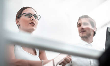 close up. business partners standing in the office