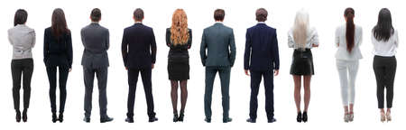 rear view.a group of young business people looking forwardの写真素材