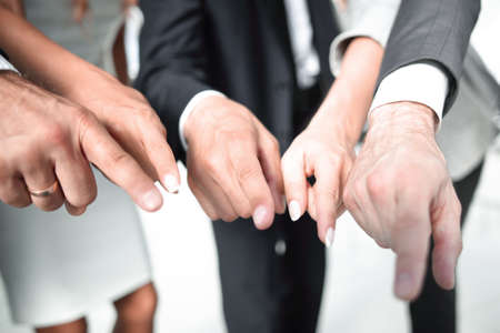 close up. business team pointing at youの写真素材