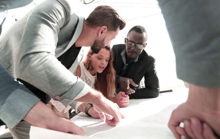 close up.a creative group of architects and designers is working on a new project.